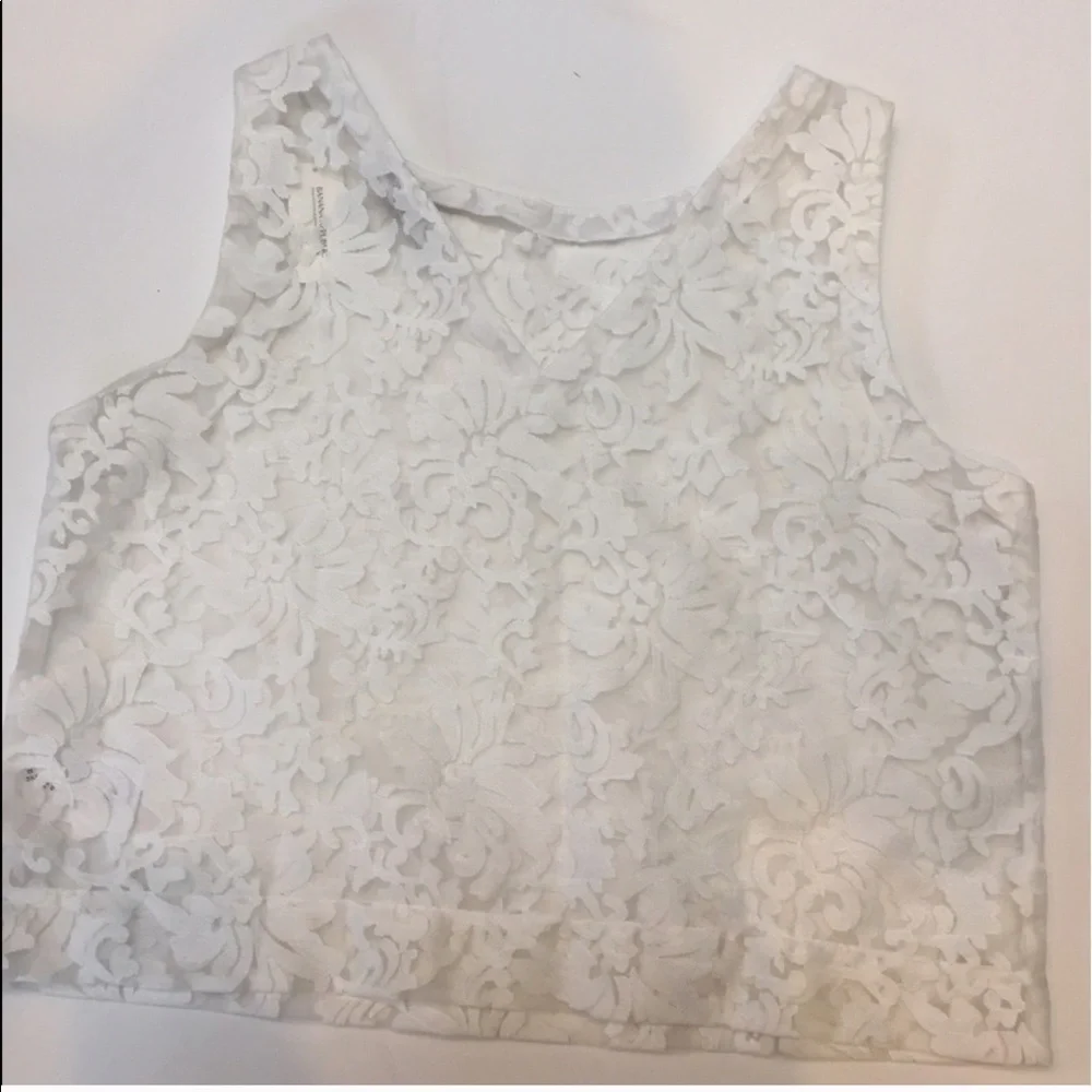 Banana Republic White Sheer Lace Organza Tank - Picture 5 of 6